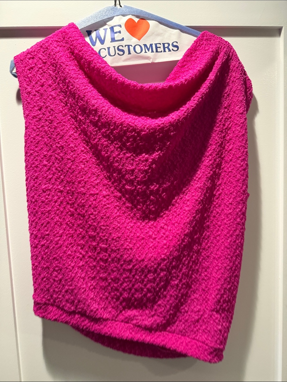 Ariella Hot Pink Bouclé off shoulder short sleeved top